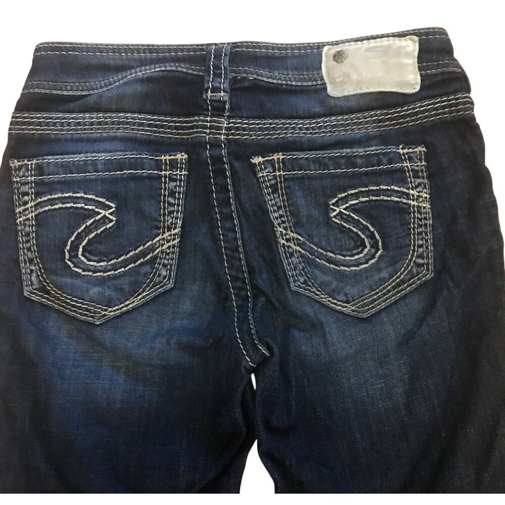 Silver Denim Capris Jeans Womens Size W25 Western Glove Works Embroidery Pockets